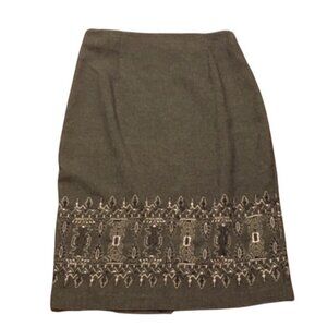 Pacific Apparel Connections Gray Embroidered Hem Pencil Line Skirt Size 4